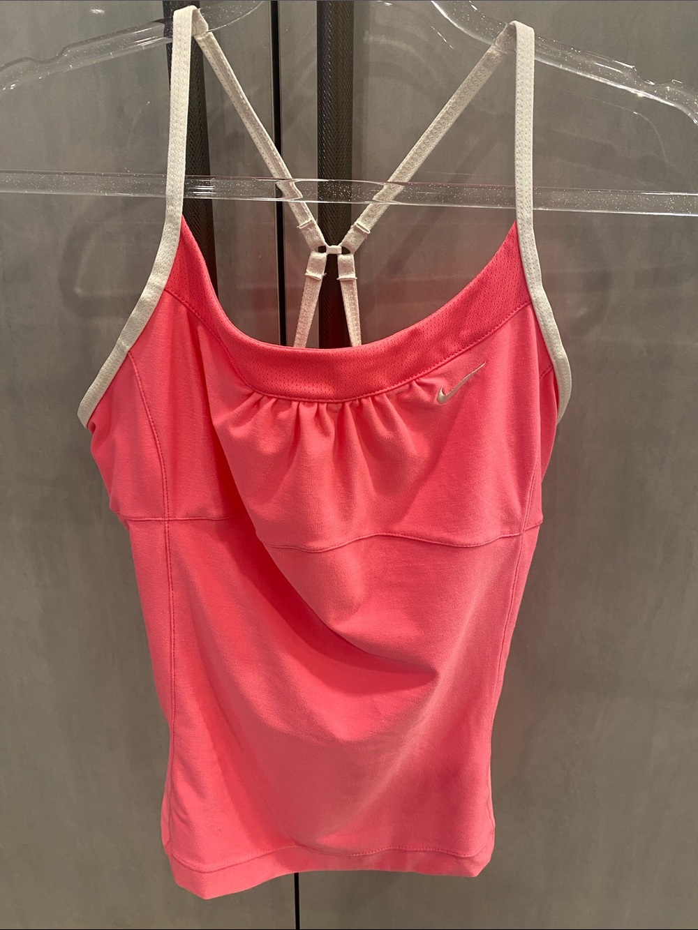 Nike Pink Spaghetti-Strap Athletic Camisole with White Trim size XS